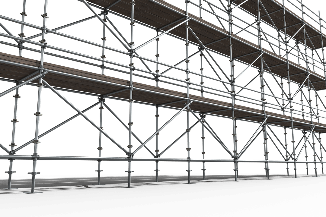 Transparent Scaffolding Structure with Wooden Planks