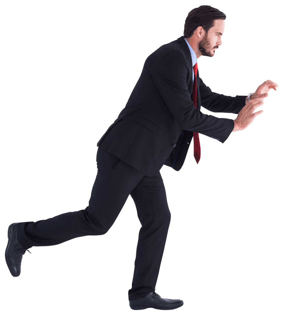 Businessman in Suit Pushing Against Transparent Unseen Force