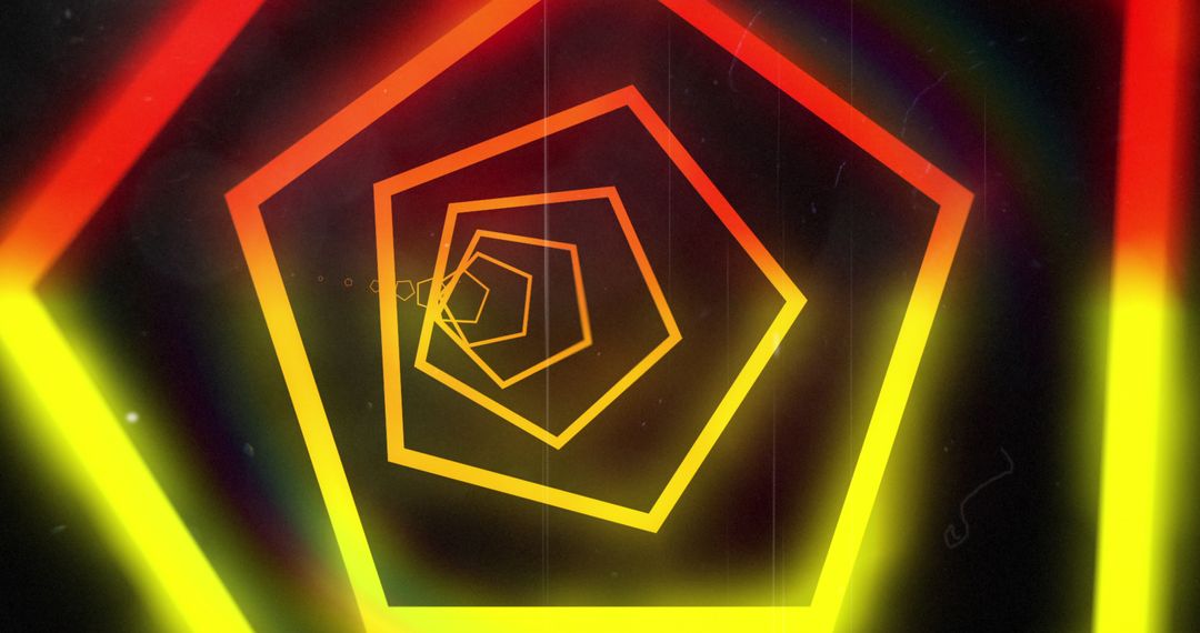 Glowing Neon Hexagonal Tunnel on Black Background