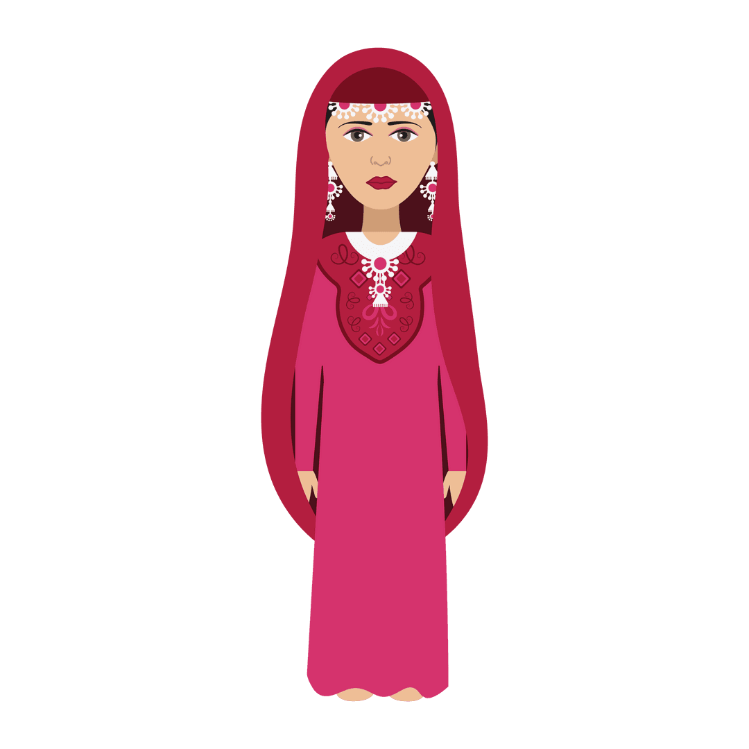 Traditional Woman Vector Illustration on Transparent Background