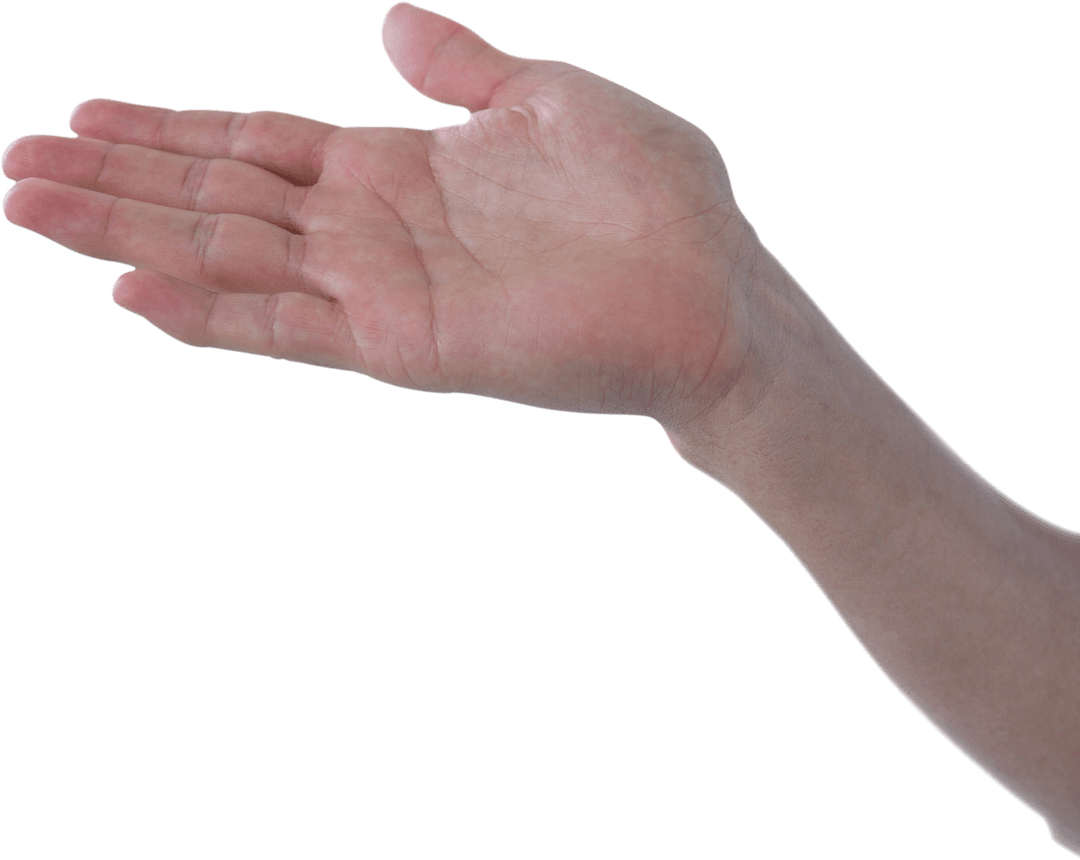 Hand Pretending to Hold Transparent Invisible Object on Isolated White Background