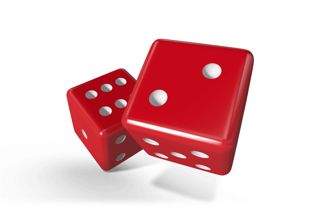 Transparent 3D Red Dice Pair Illustration with Glossy Finish