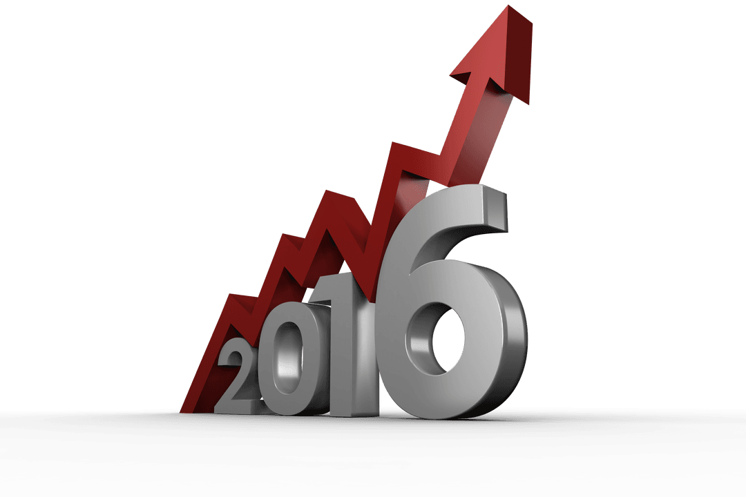 2016 Growth Statistics Illustration on Transparent Background
