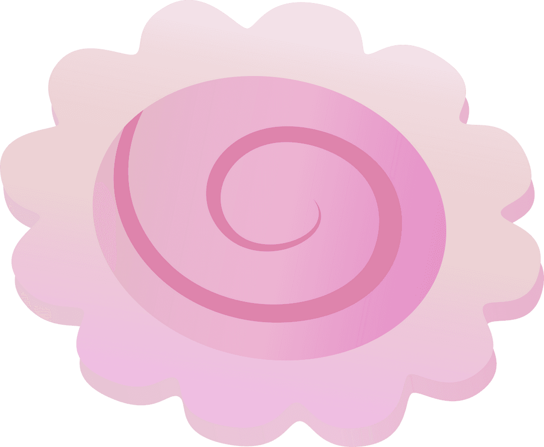 Pink Scalloped Spiral Pattern on Transparent Background