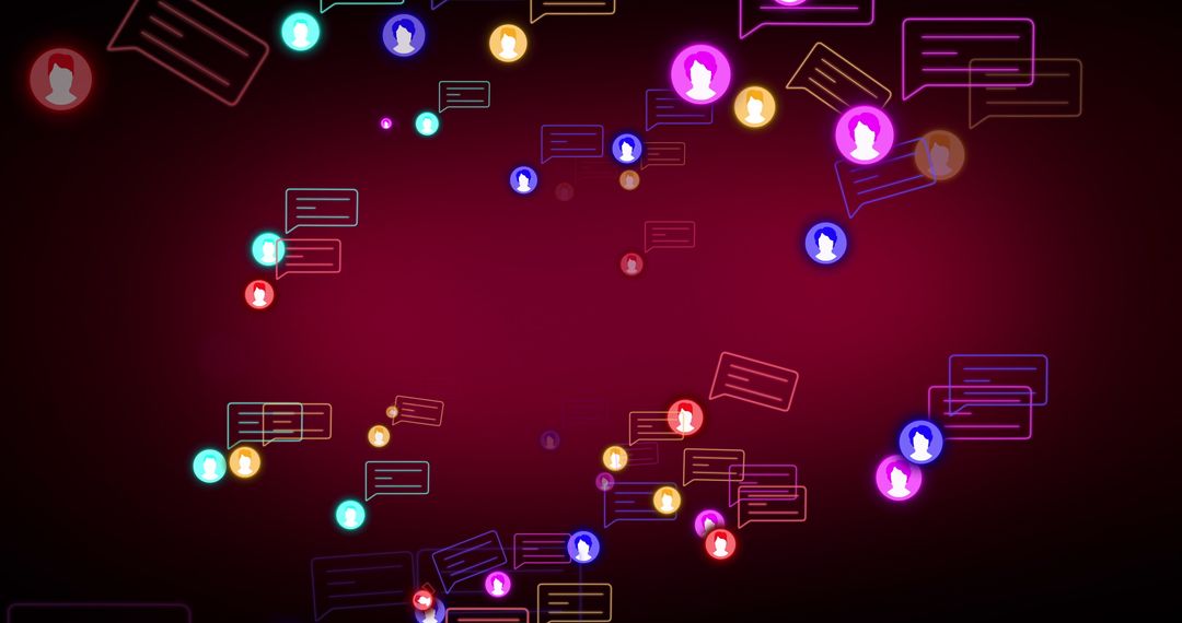 Vibrant Social Media Interaction on Red Background