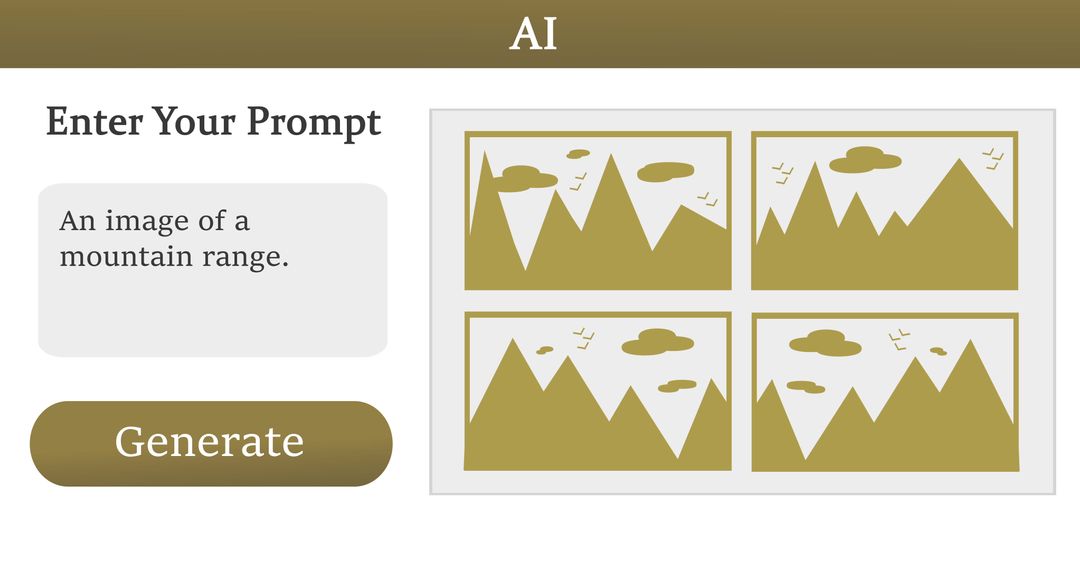 AI Technology and Mountain Concept Illustrations