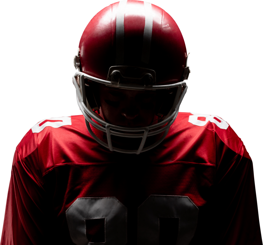 Silhouette of Young American Football Player in Red Gear on Transparent Background - Download Free Stock Images Pikwizard.com