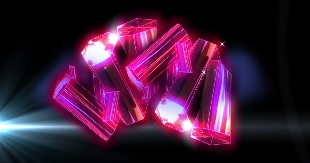 Vibrant Pink Diamonds Floating in Radiant Cosmic Space