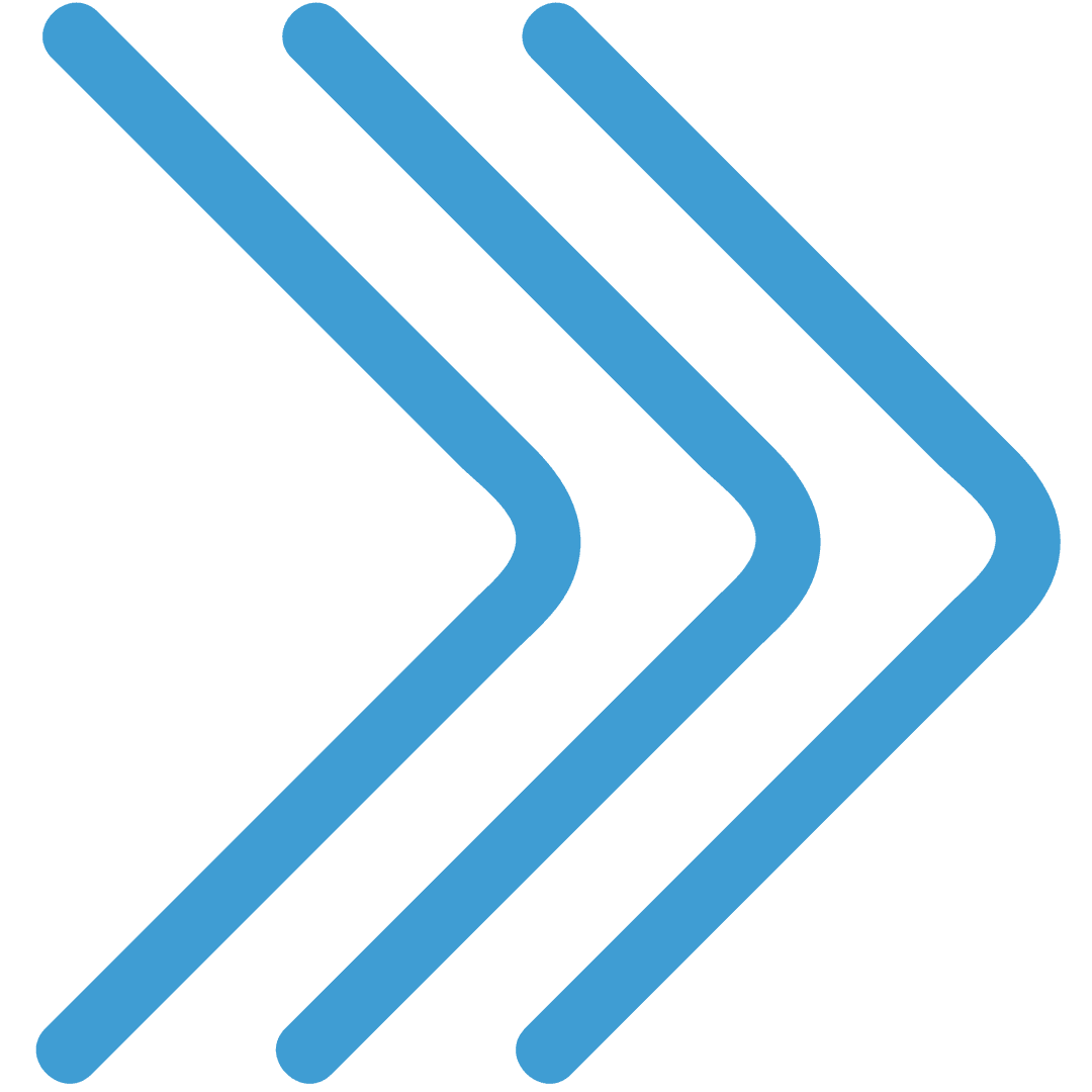 Triple Blue Arrow Abstraction on Transparent Background