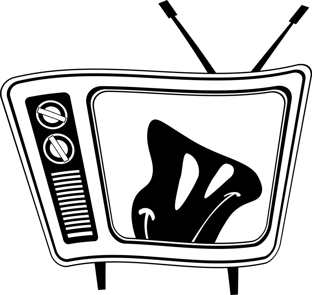 Retro Television with Melting Blob Art Transparent Design