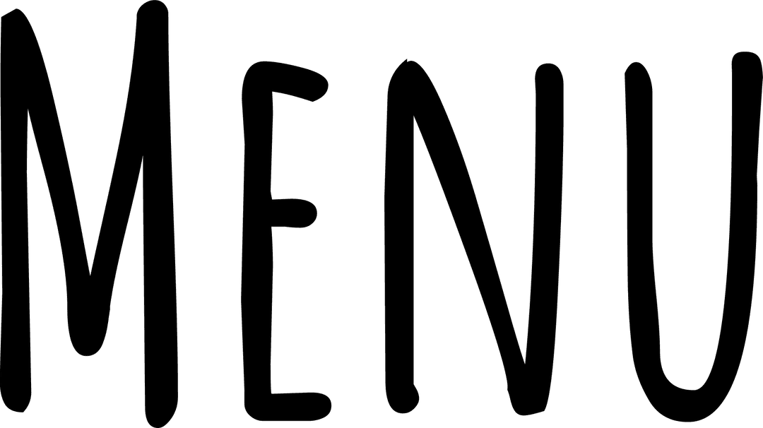 Digital PNG Menu Text on Transparent Background