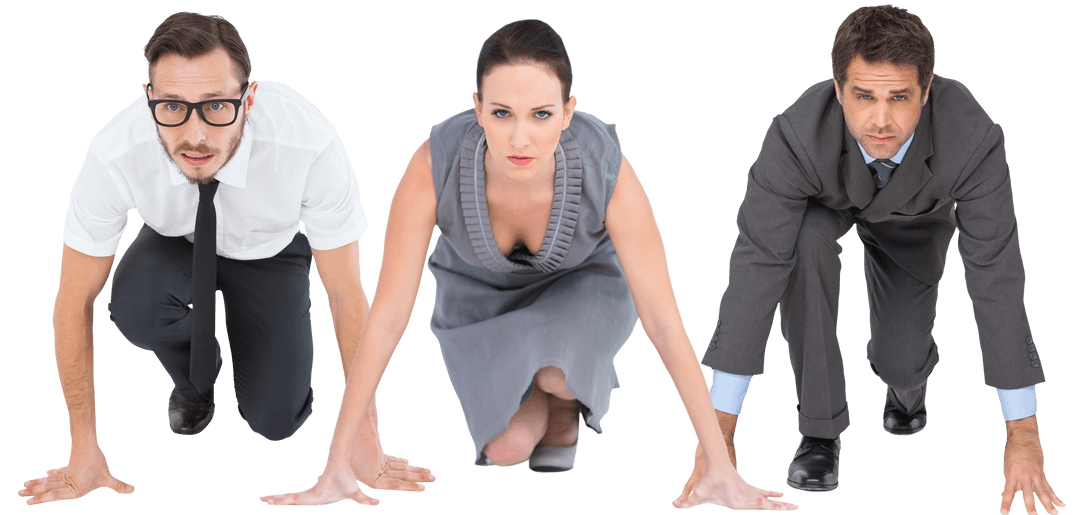 Transparent Business Competitors Starting Race Challenge