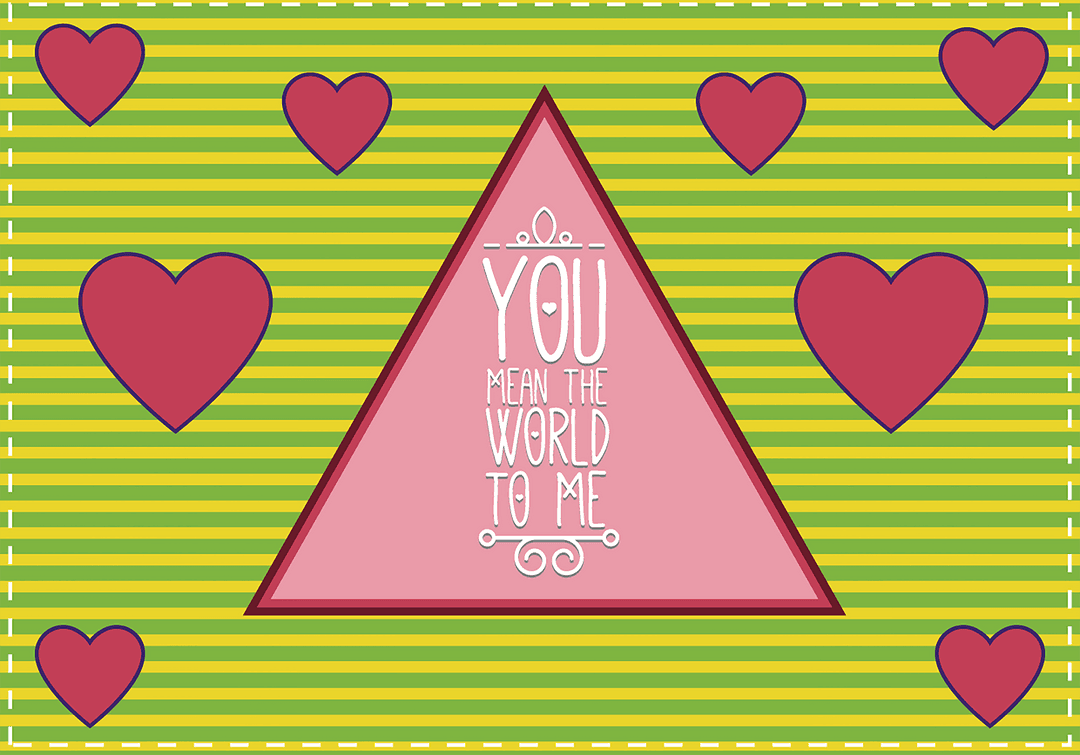 Valentine's Day Card Design on Transparent Background with Hearts