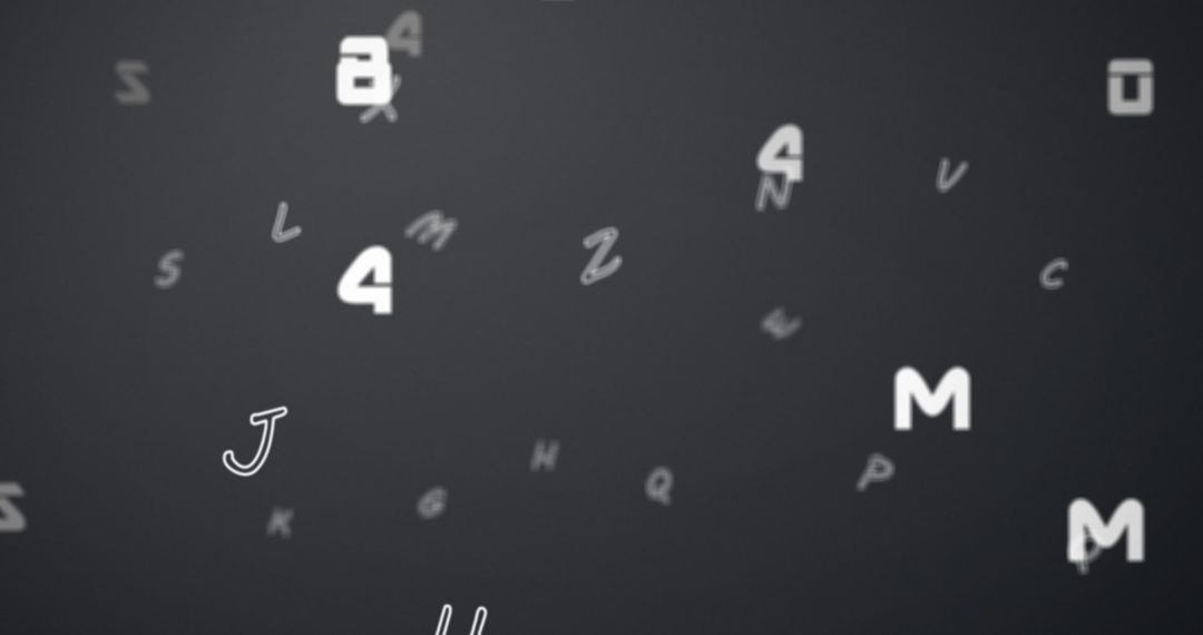 Floating Letters and Numbers on Grey Background Symbolize Education
