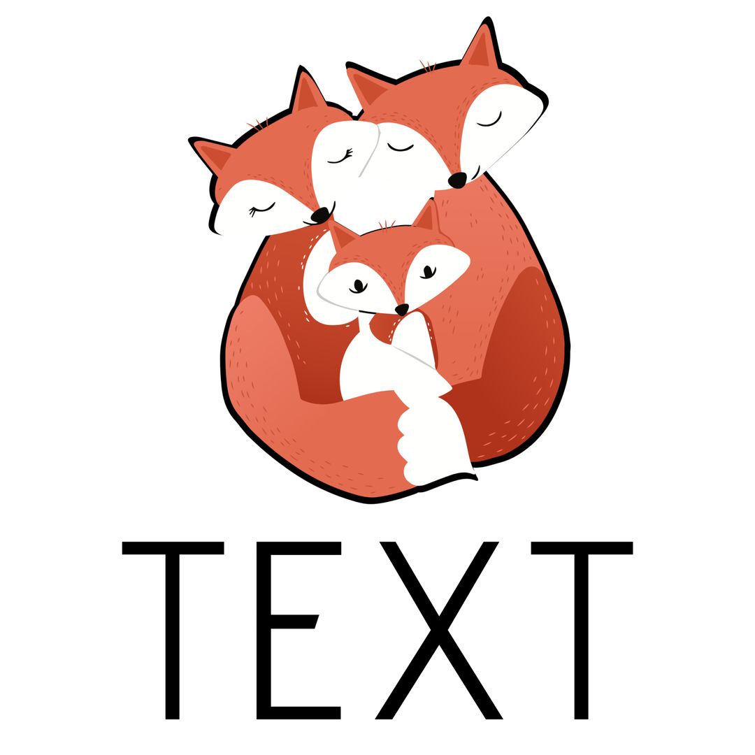Adorable Fox Family Cuddling with Customizable Text Space