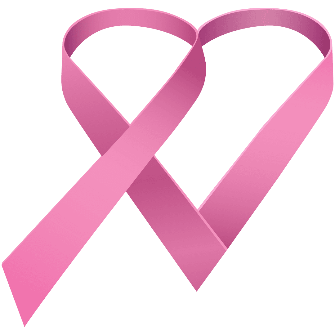 Pink Ribbon Heart Shape Isolated on Transparent Background Art