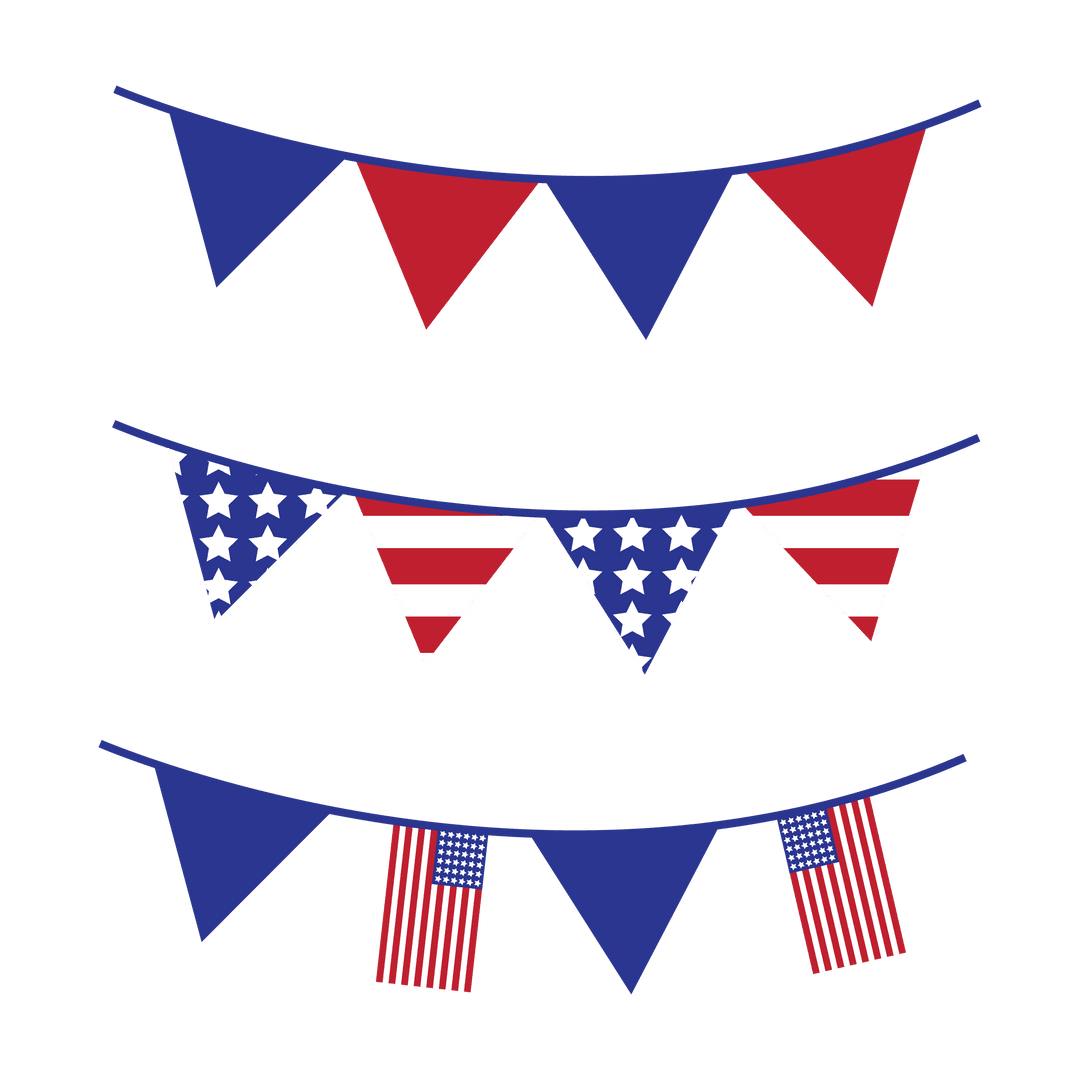 Patriotic USA Flag Decorations on Transparent Background