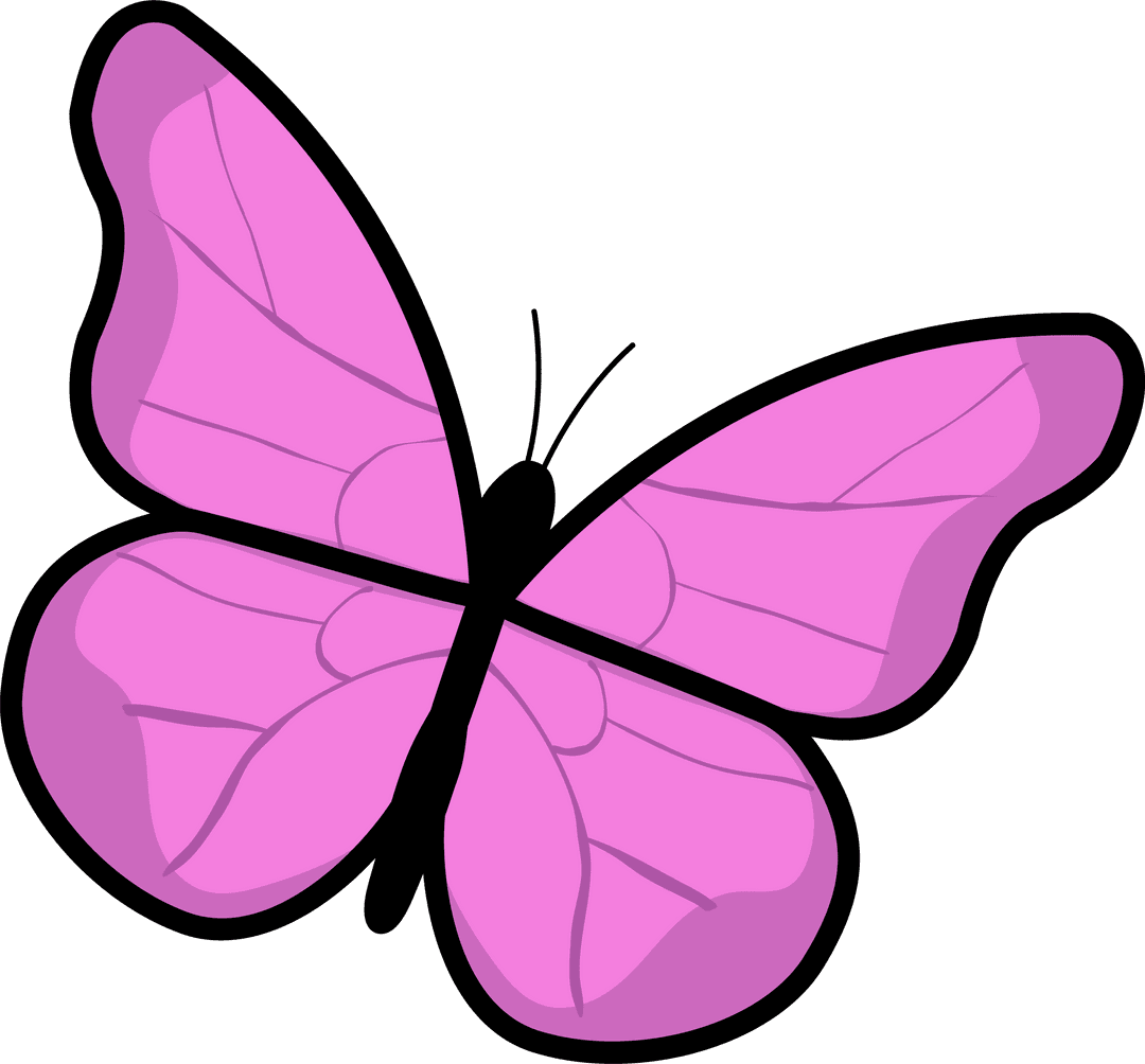 Stylized Pink Butterfly on Transparent Background for Elegant Designs