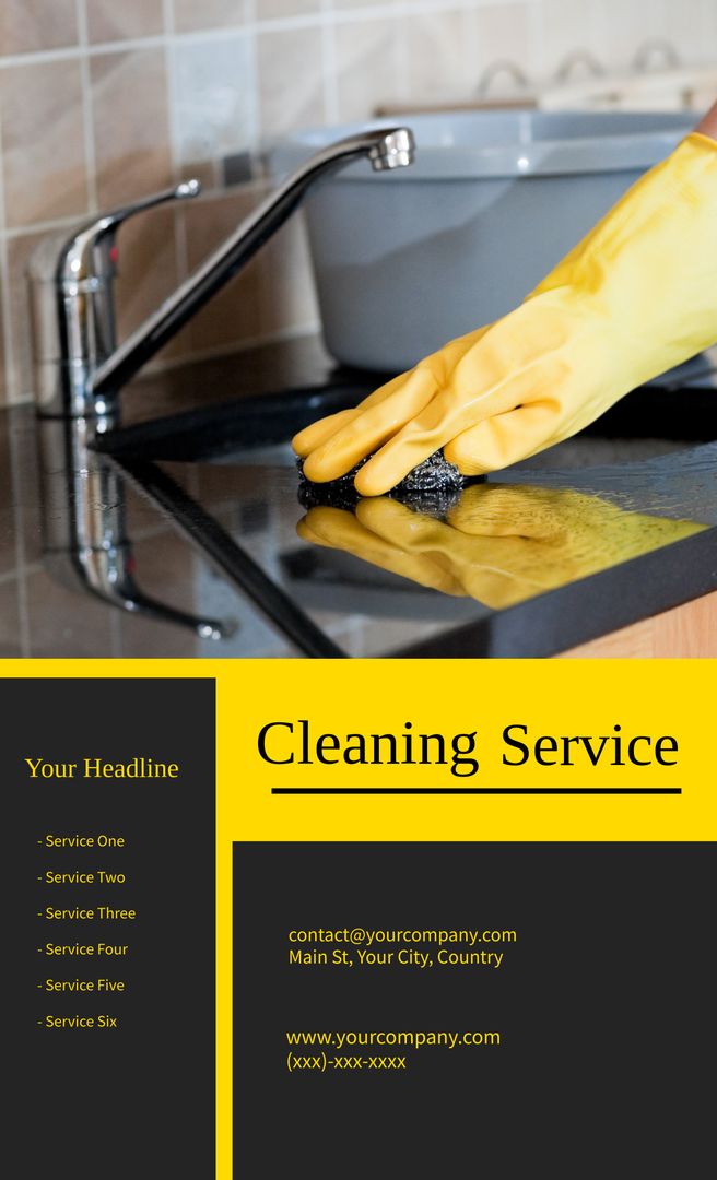 Professional Cleaning Services Flyer Design with Contact Information - Download Free Stock Templates Pikwizard.com