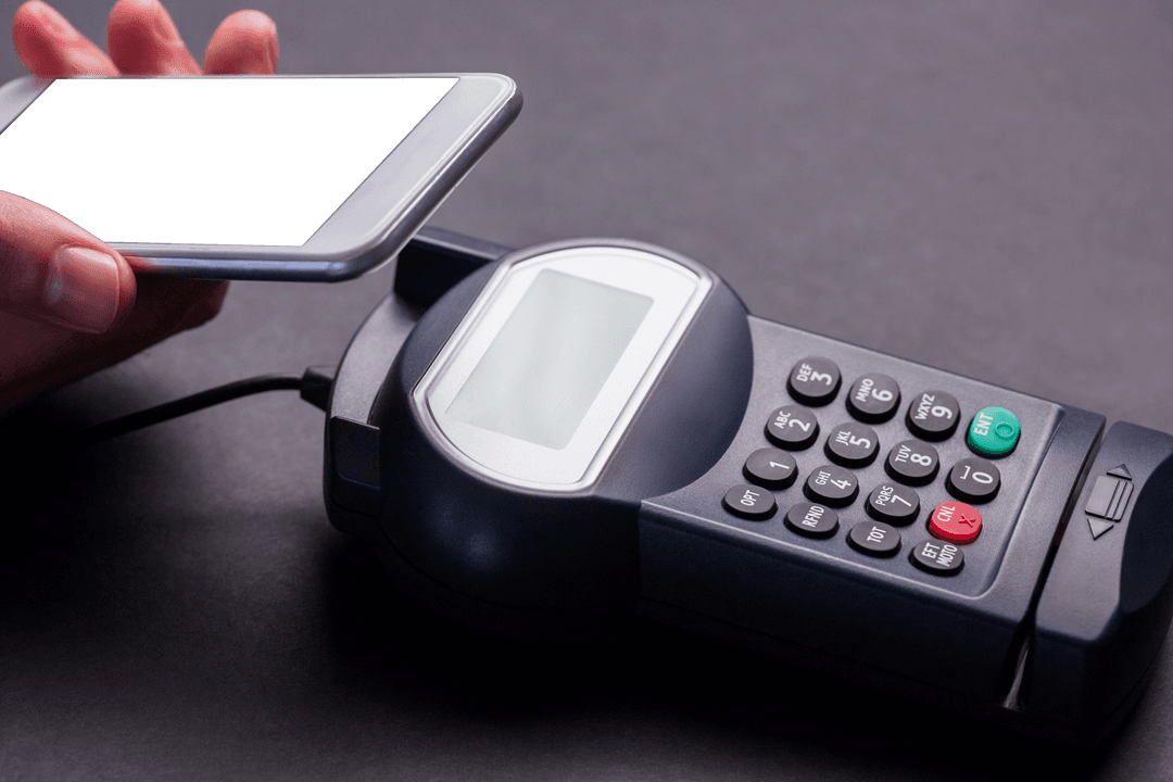 Hand Holding Smartphone Making Contactless Payment Transparent Background