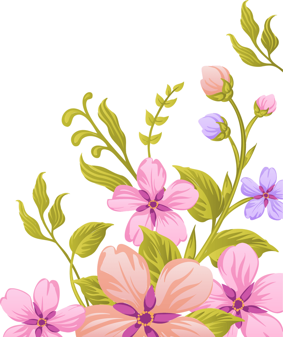 Transparent Floral Design with Pink Flowers