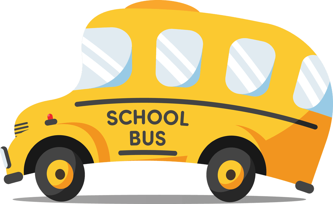 Colorful Yellow School Bus Illustration with Transparent Background