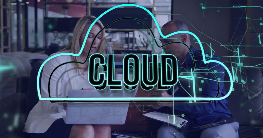 Business Team Collaborating with Technology and Cloud Concept