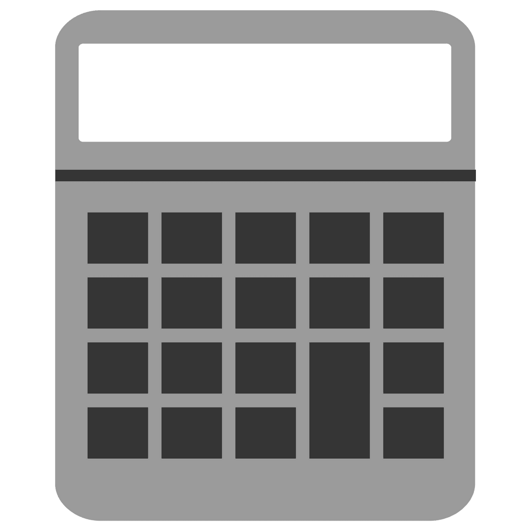 Minimalist Digital Calculator on Transparent Background for Educational Use