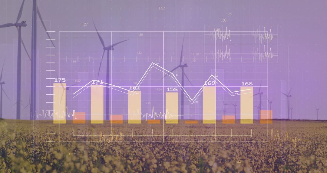 Data Visualization Overlaid on Wind Turbines and Agricultural Field