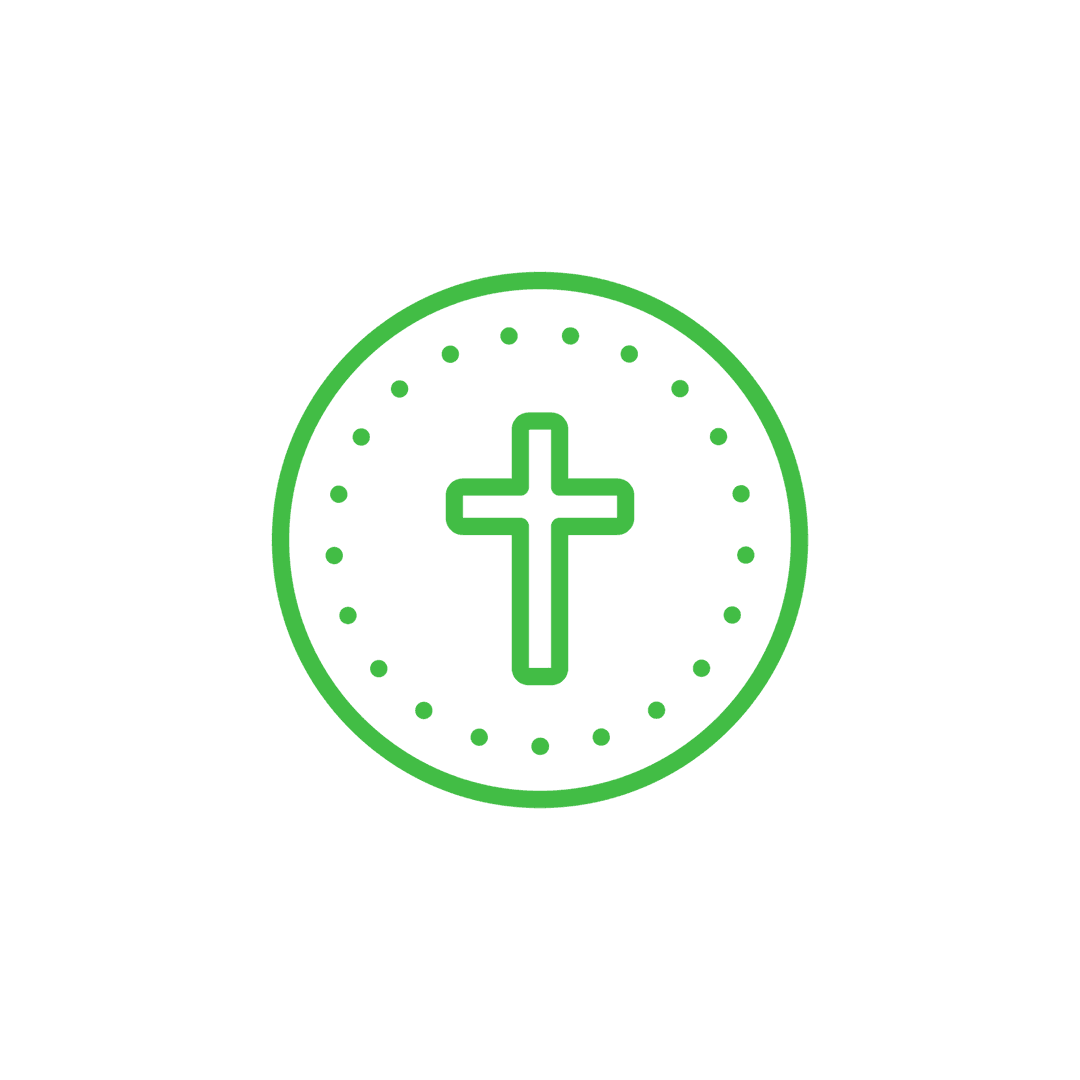 Minimalist Green Cross in Circle on Transparent Background