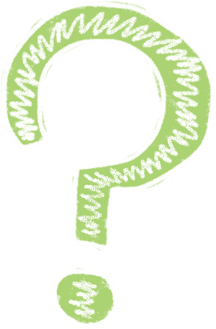 Transparent Chalk Style Green Question Mark on Blackboard