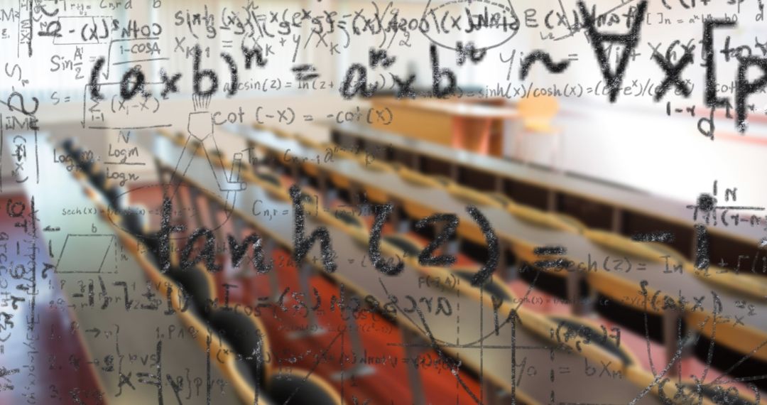 Mathematical Formulas Over Empty Classroom Background
