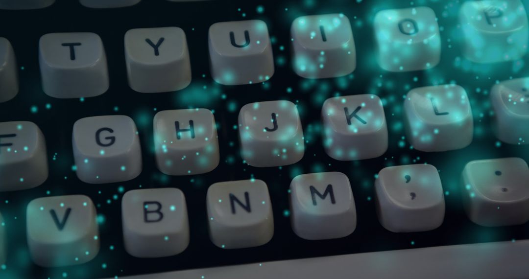 Digital Writing Celebration Concept with Keyboard and Light Effects