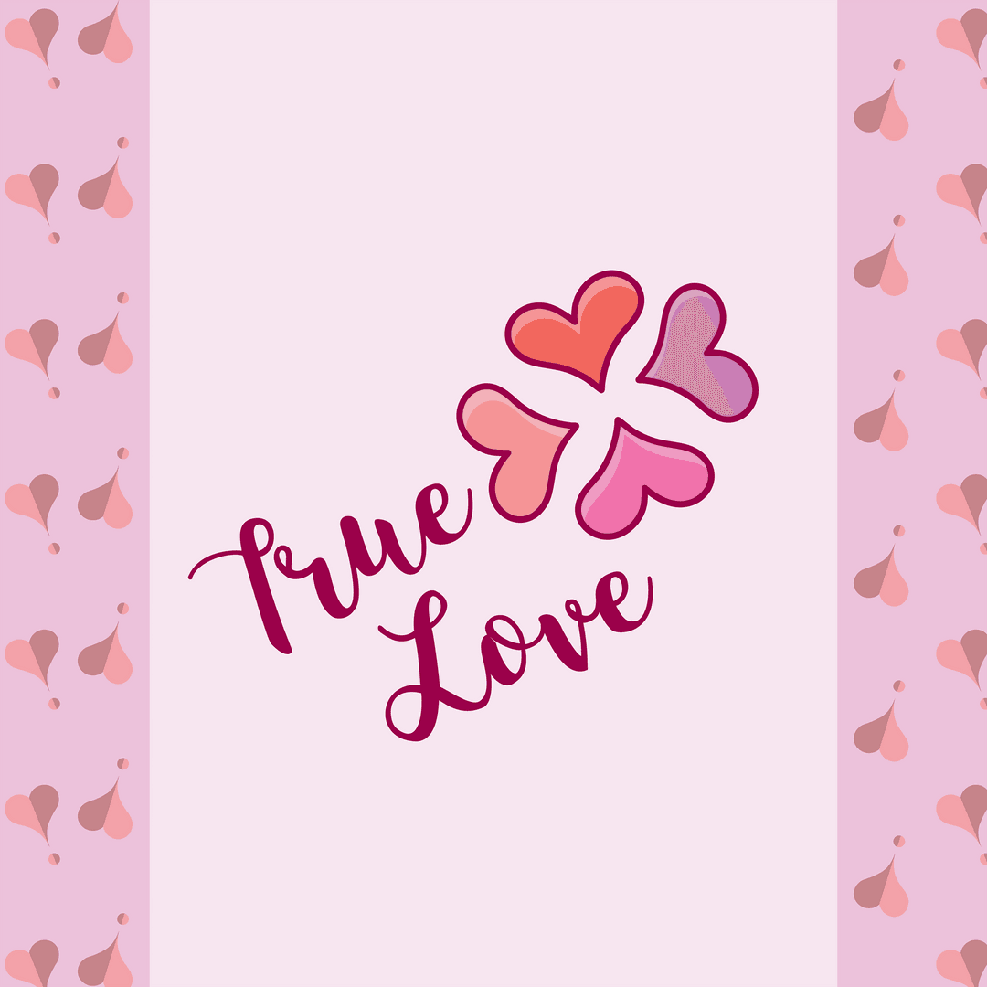 True Love Typography Illustration on Transparent Background