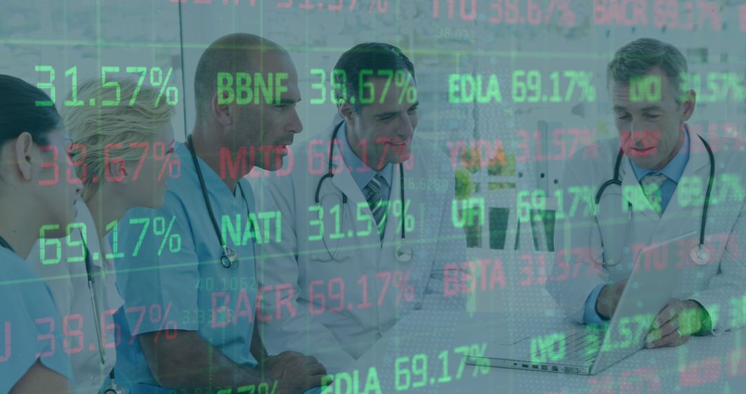Doctors Analyzing Digital Stock Market Data on Computer