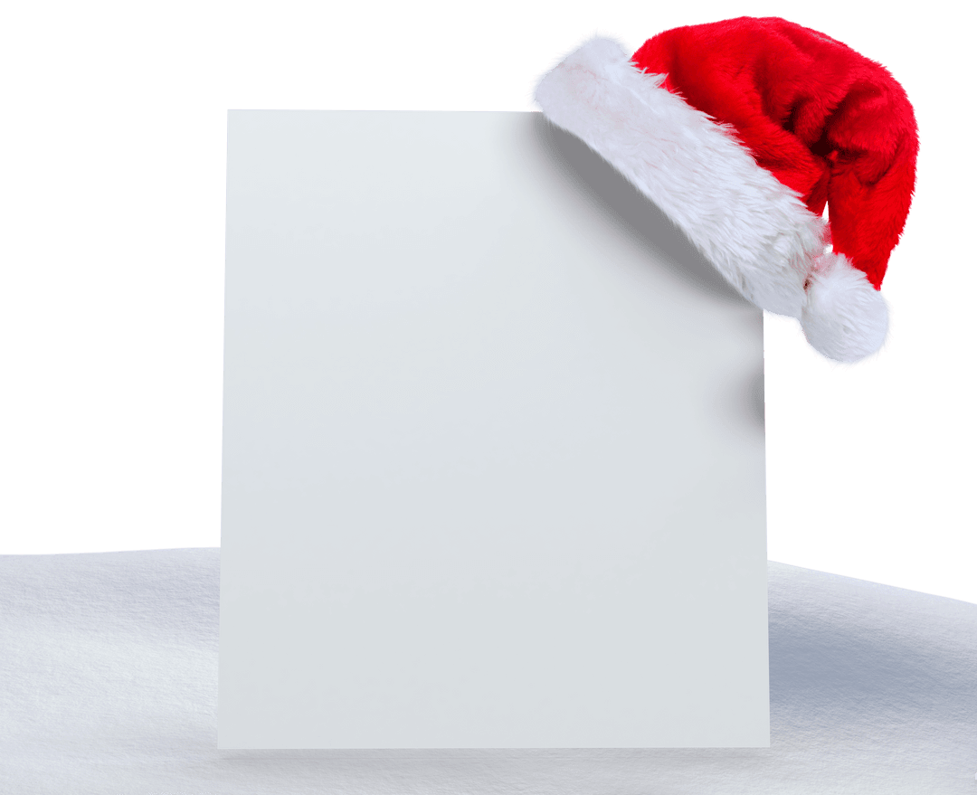 Transparent Christmas Card with Santa Hat on Snow Mockup