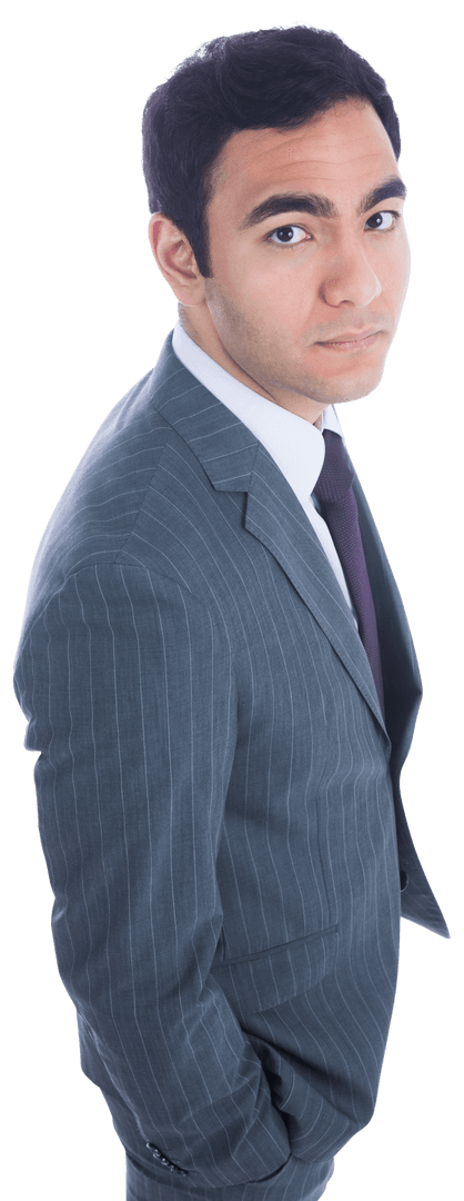 Confident Biracial Businessman Looking Sharp on Transparent Background