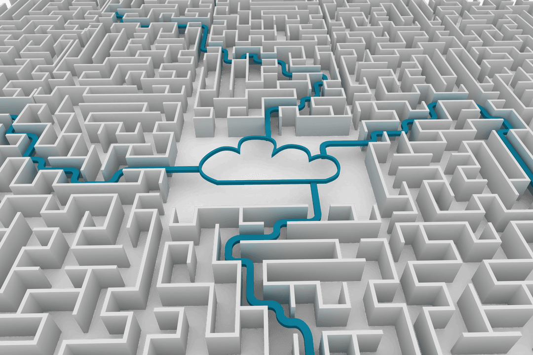 Blue Cloud in White Labyrinth on Transparent Background