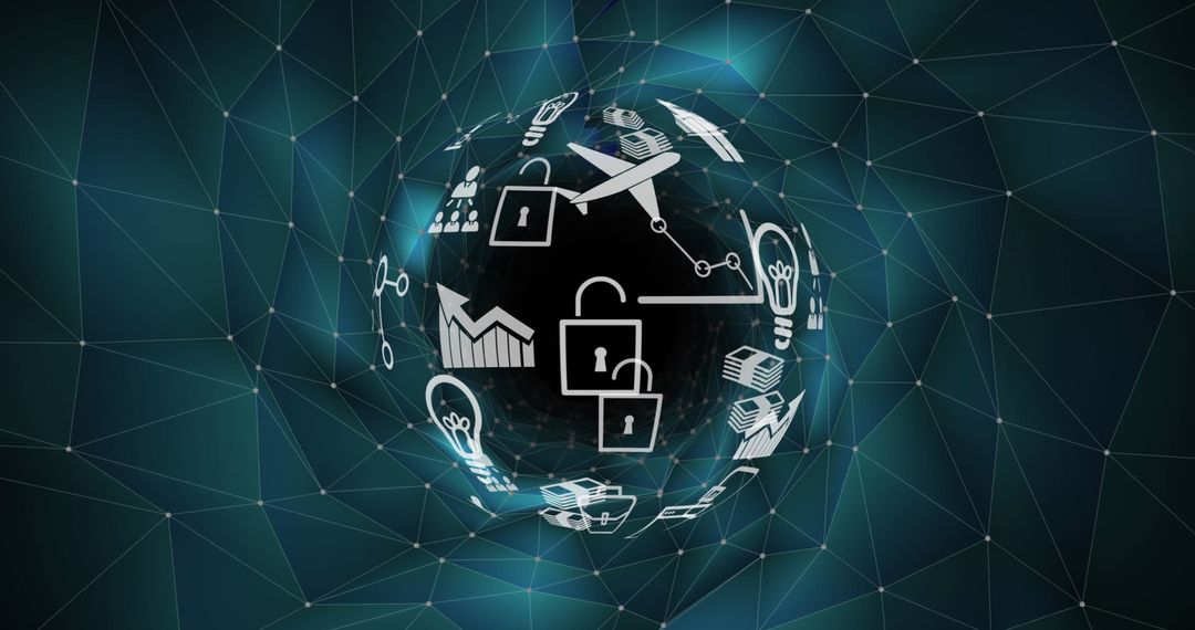 Digital Globe with Travel Icons Representing Global Connectivity