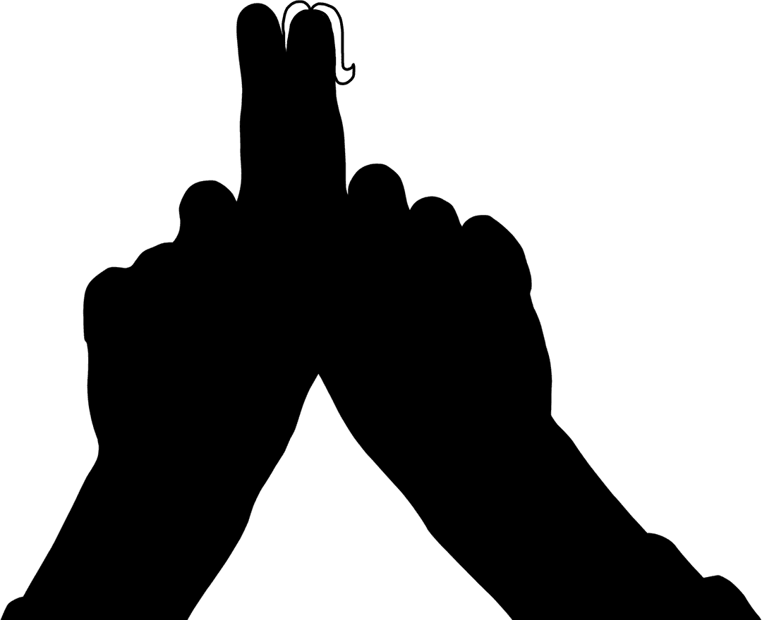 Hand Illustration with Abstract Shapes on Transparent Background