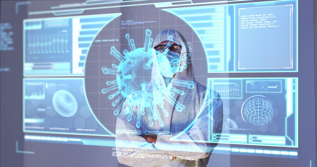 Scientist Analyzing COVID-19 Data on Digital Screen