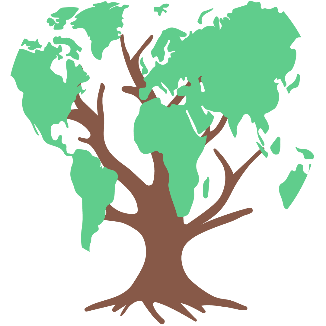 Transparent World Map Tree Silhouette Illustration