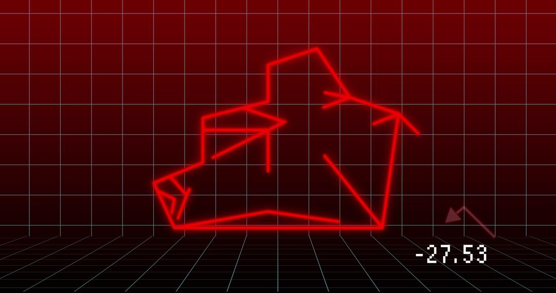 Geometric Bear Outline on Finance Grid Background