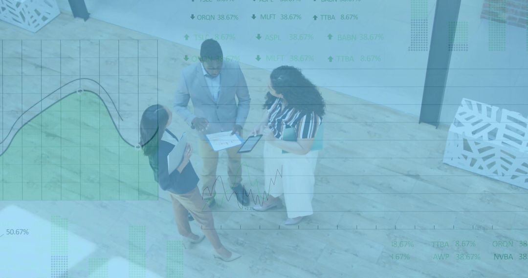 Team Collaborating on Business Data in Modern Office Environment