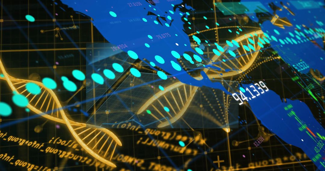 DNA Helix Visualization in a Futuristic Data Space