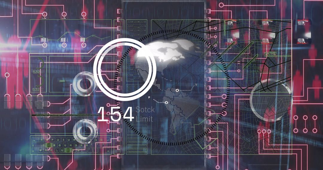 Futuristic HUD Interface Displaying Global Digital Data