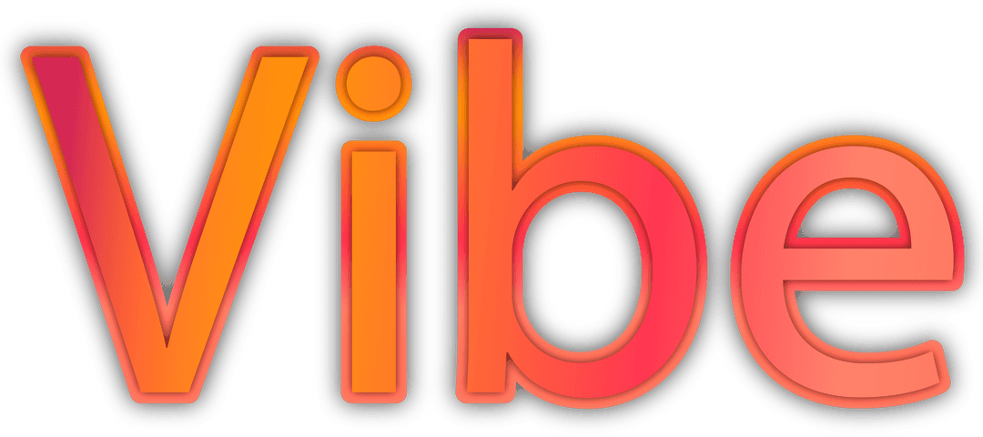Vibrant Vibe Text Design with Bold Shadow on Transparent Background