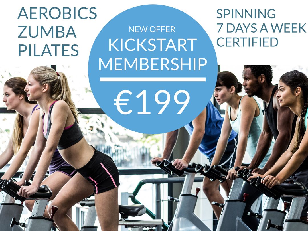 Fitness Membership Promotion with Diverse People on Exercise Bikes - Download Free Stock Templates Pikwizard.com