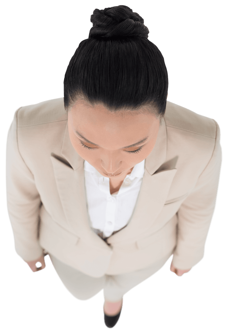 Top View Transparent Professional Businesswoman Walking Pose