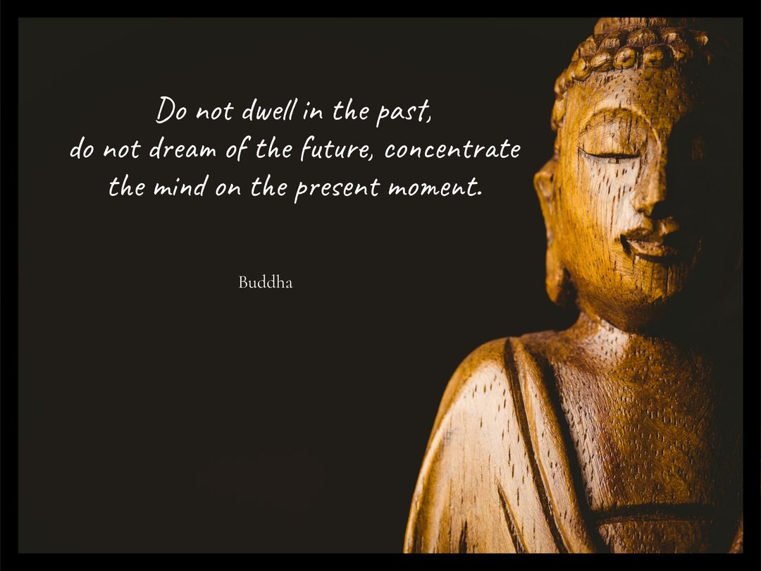 Serene Buddha Statue Promoting Mindfulness with Inspirational Quote ...